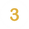 Gold number '3' on a white background