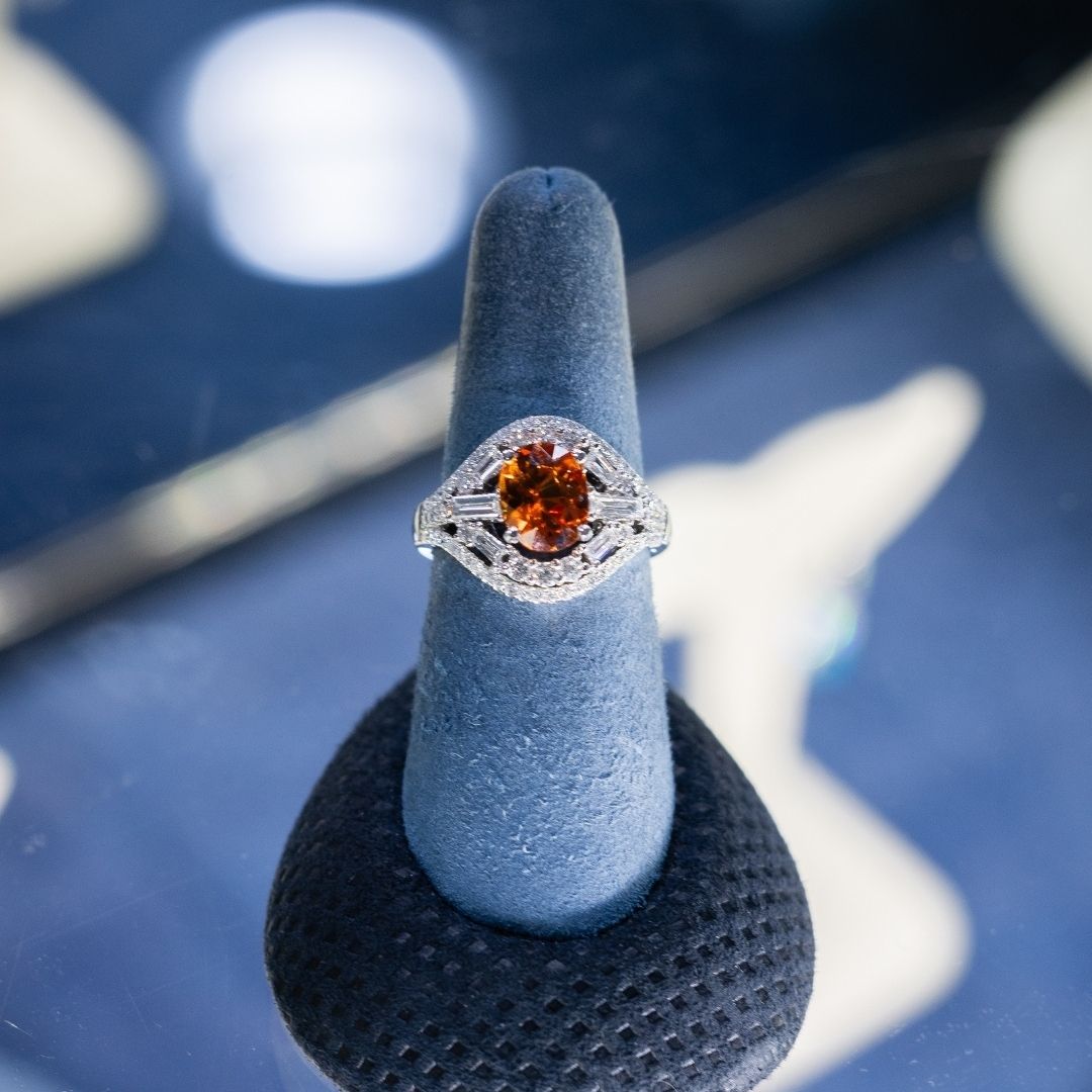 Vintage jewelry with orange center stone
