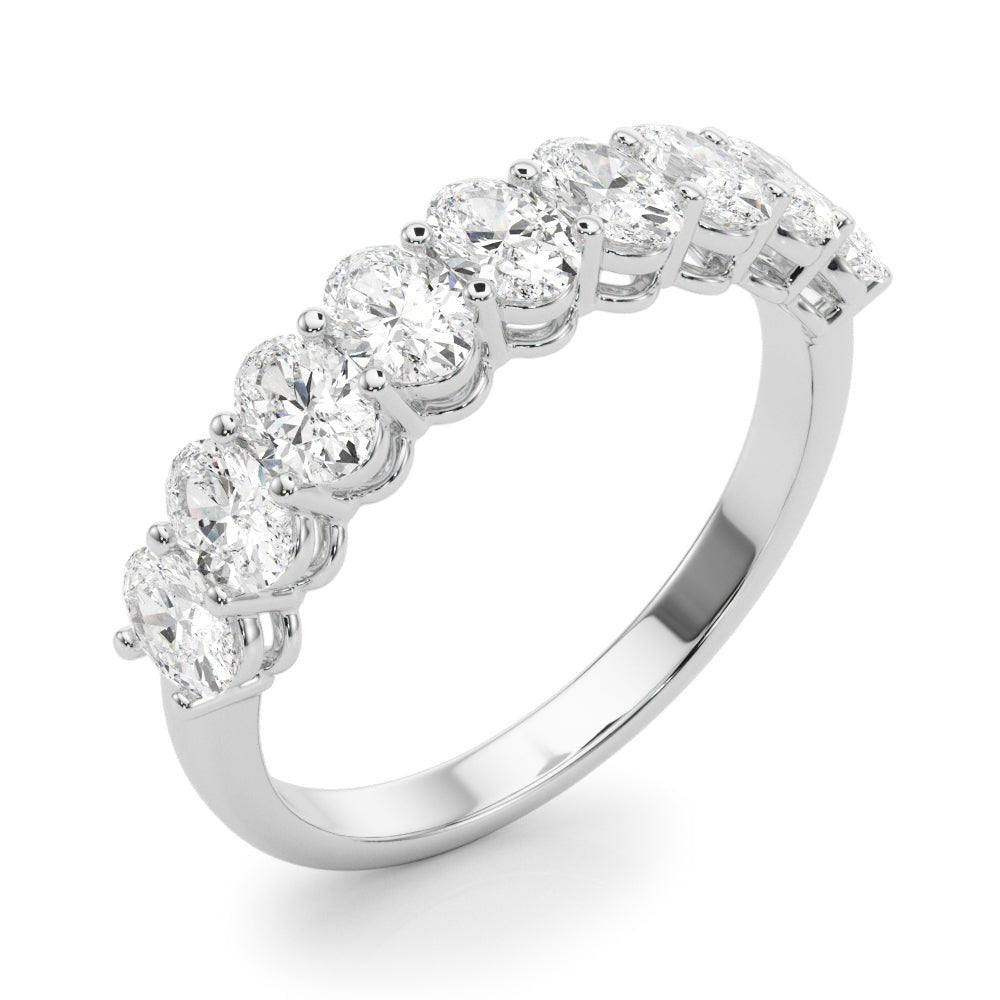 Beautiful 9 Stone Shared Prong Oval Cut Diamond Wedding Ring - Diamonds By Rothschild