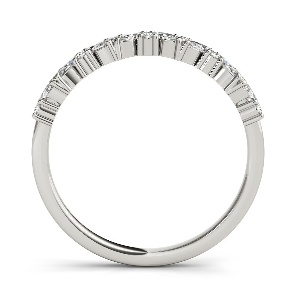 Beautiful Round & Marquise Cut Diamond Pavé Wedding Ring - Diamonds By Rothschild