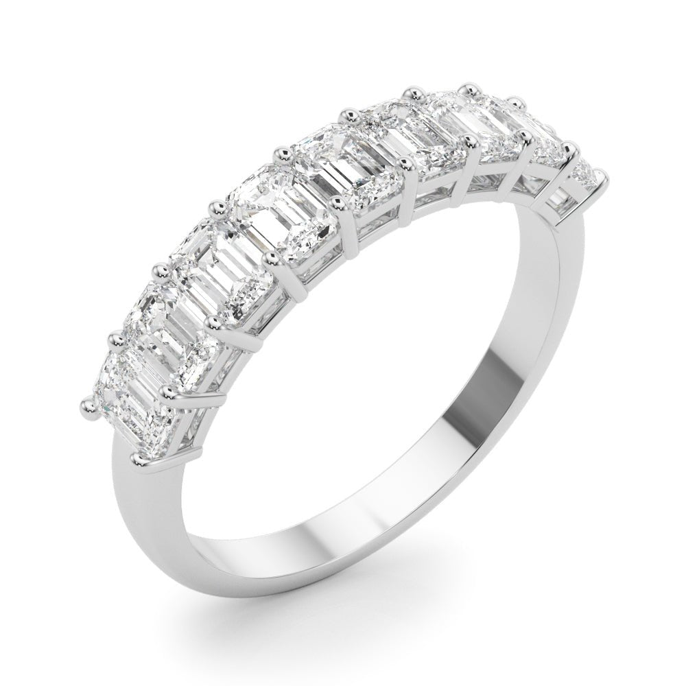 Bold 9 Stone Shared Prong Emerald Cut Diamond Wedding Ring - Diamonds By Rothschild