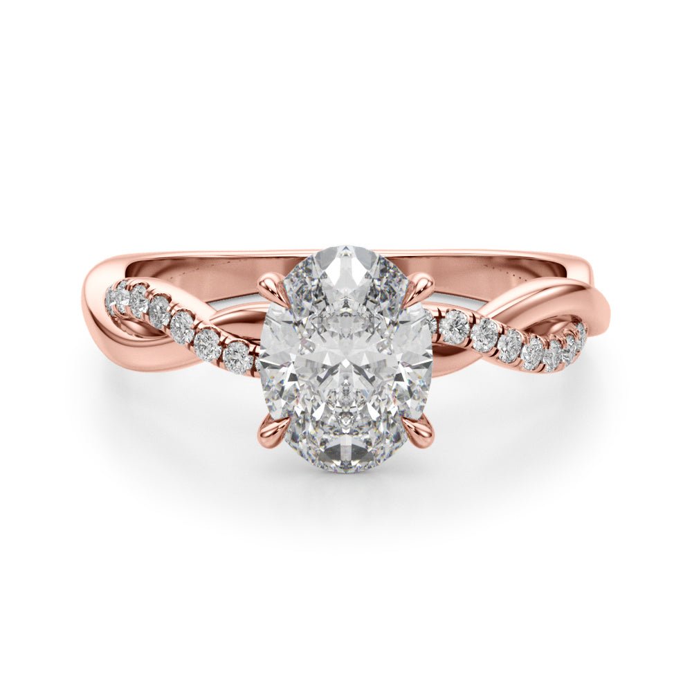 Braided Pavé Shank Oval Center Engagement Ring - Diamonds By Rothschild