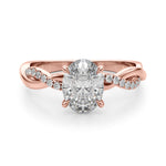 Braided Pavé Shank Oval Center Engagement Ring - Diamonds By Rothschild