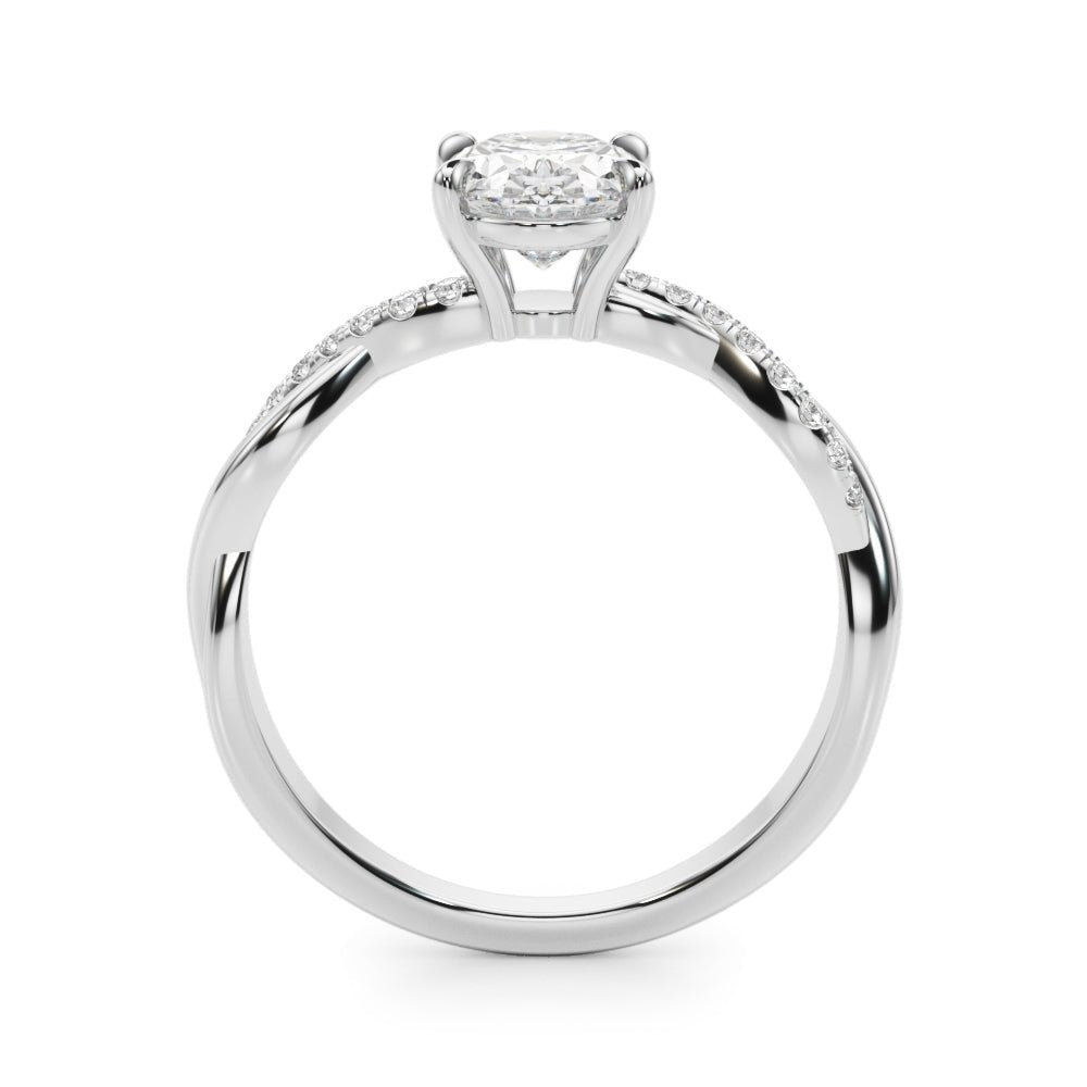 Braided Pavé Shank Oval Center Engagement Ring - Diamonds By Rothschild