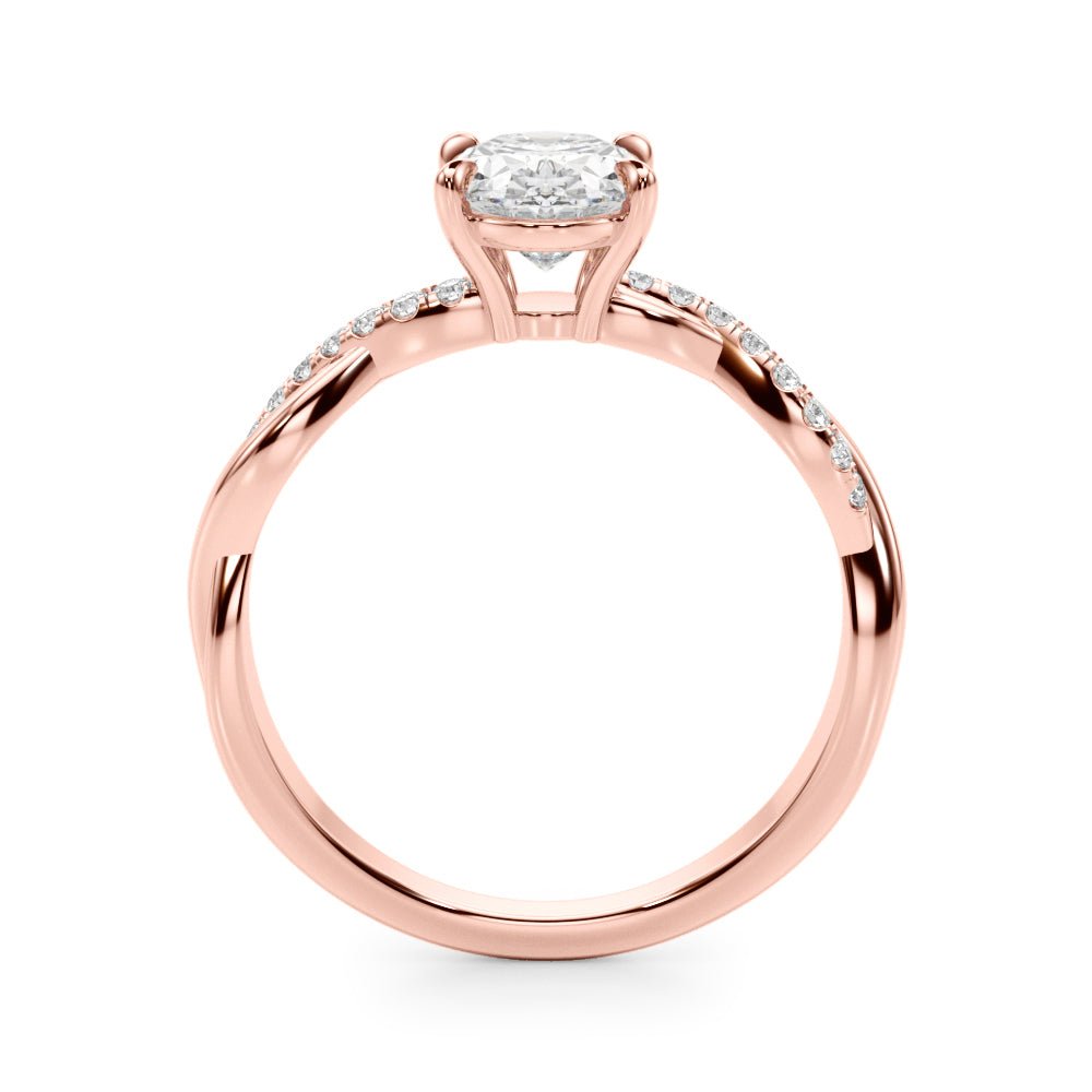 Braided Pavé Shank Oval Center Engagement Ring - Diamonds By Rothschild