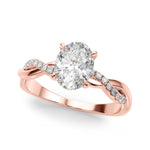 Braided Pavé Shank Oval Center Engagement Ring - Diamonds By Rothschild