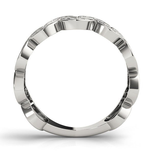 Bulky Stackable Diamond Uniquely Shaped Pavé Wedding Ring - Diamonds By Rothschild