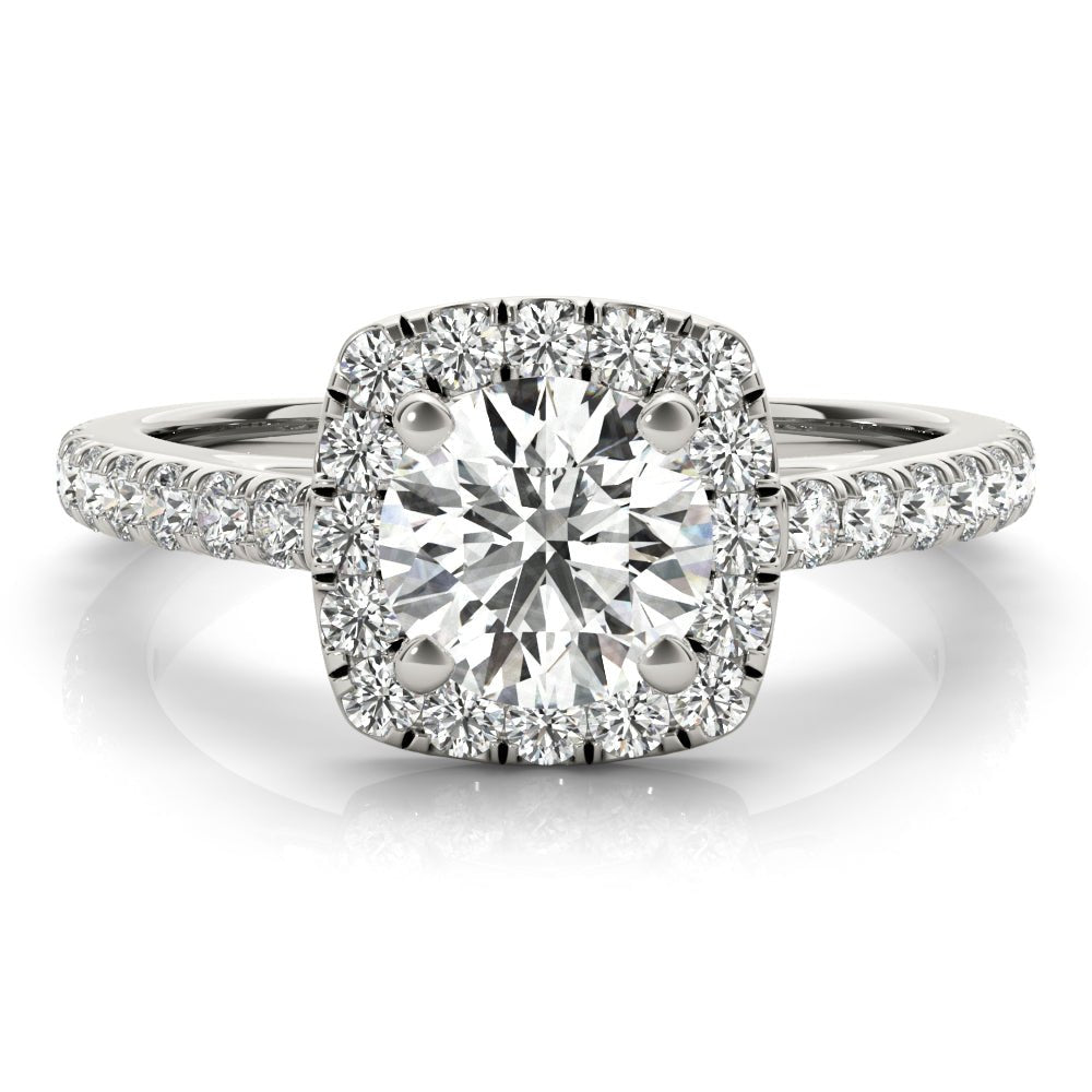 Cathedral Round Halo Engagement Ring - Diamonds By Rothschild