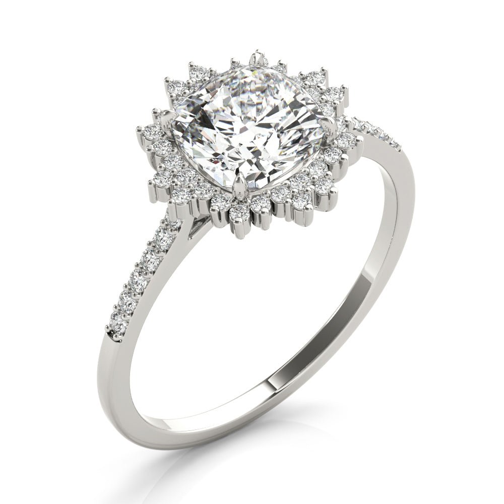 Cushion Center Halo Pavé Engagement Ring - Diamonds By Rothschild
