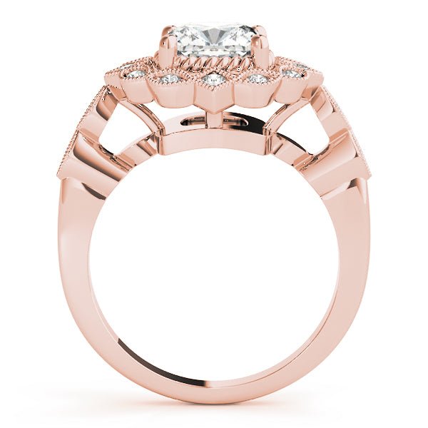 Cushion Studded Halo Side Stone Engagement Ring - Diamonds By Rothschild