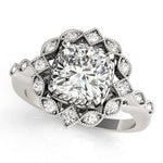 Cushion Studded Halo Side Stone Engagement Ring - Diamonds By Rothschild
