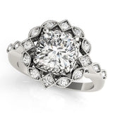 Cushion Studded Halo Side Stone Engagement Ring - Diamonds By Rothschild