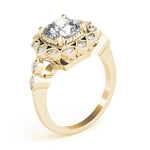 Cushion Studded Halo Side Stone Engagement Ring - Diamonds By Rothschild