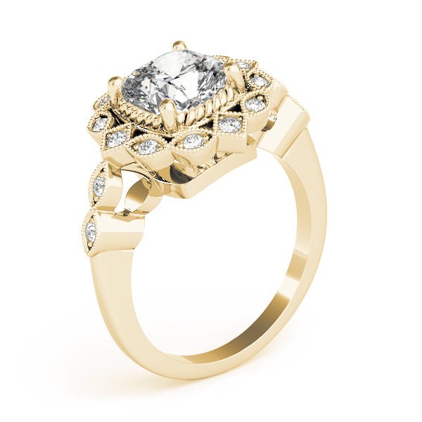 Cushion Studded Halo Side Stone Engagement Ring - Diamonds By Rothschild