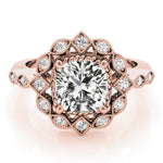Cushion Studded Halo Side Stone Engagement Ring - Diamonds By Rothschild
