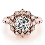 Cushion Studded Halo Side Stone Engagement Ring - Diamonds By Rothschild