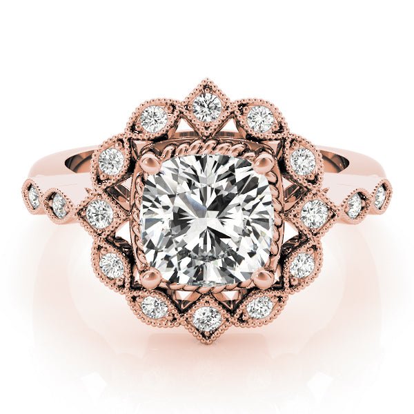 Cushion Studded Halo Side Stone Engagement Ring - Diamonds By Rothschild