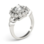Cushion Studded Halo Side Stone Engagement Ring - Diamonds By Rothschild
