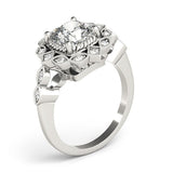 Cushion Studded Halo Side Stone Engagement Ring - Diamonds By Rothschild