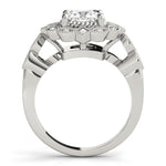 Cushion Studded Halo Side Stone Engagement Ring - Diamonds By Rothschild