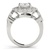Cushion Studded Halo Side Stone Engagement Ring - Diamonds By Rothschild