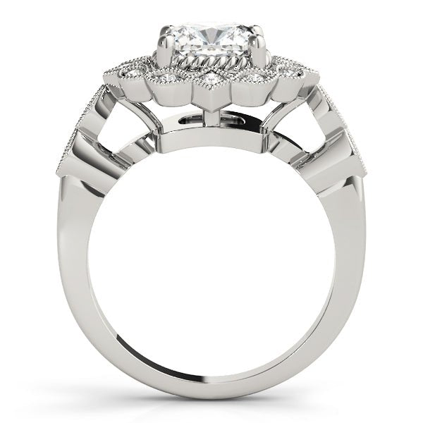 Cushion Studded Halo Side Stone Engagement Ring - Diamonds By Rothschild