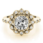 Cushion Studded Halo Side Stone Engagement Ring - Diamonds By Rothschild