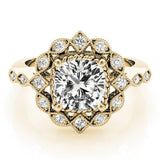 Cushion Studded Halo Side Stone Engagement Ring - Diamonds By Rothschild