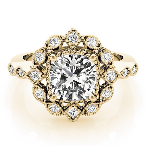 Cushion Studded Halo Side Stone Engagement Ring - Diamonds By Rothschild