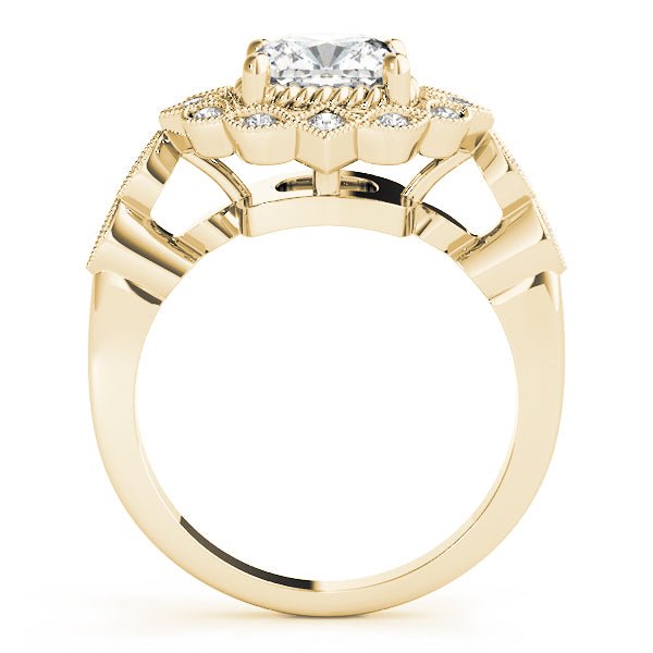 Cushion Studded Halo Side Stone Engagement Ring - Diamonds By Rothschild