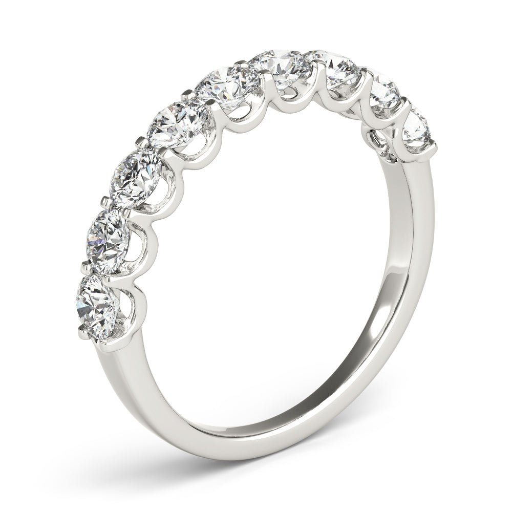 Dazzling 9 Stone Prong - Set Pavé Diamond Wedding Ring - Diamonds By Rothschild