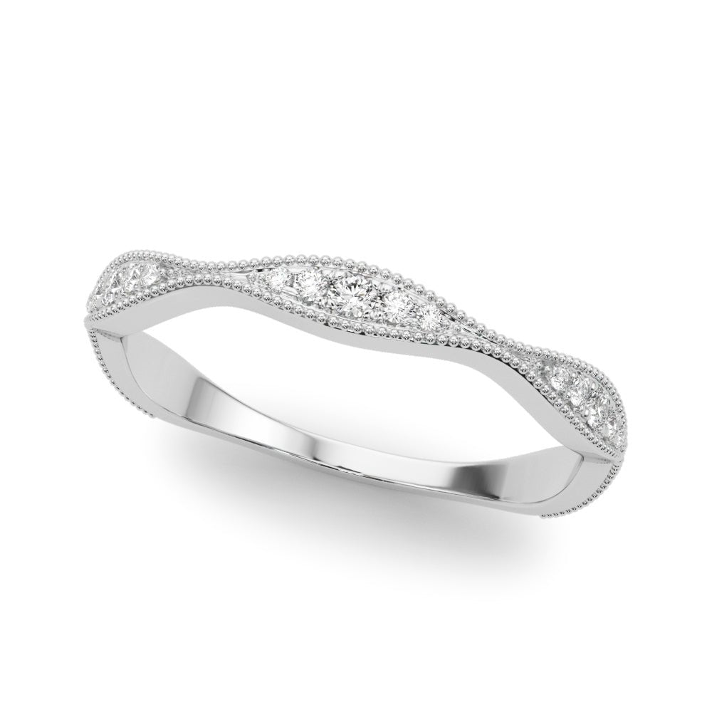 Delicate Stackable Diamond Milgrain Pavé Wedding Band - Diamonds By Rothschild
