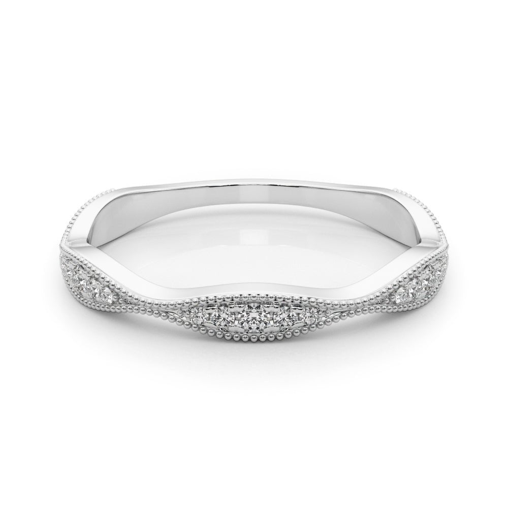 Delicate Stackable Diamond Milgrain Pavé Wedding Band - Diamonds By Rothschild