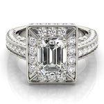 Diamond Encrusted Emerald Halo Engagement Ring - Diamonds By Rothschild