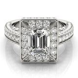Diamond Encrusted Emerald Halo Engagement Ring - Diamonds By Rothschild