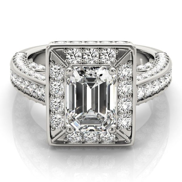 Diamond Encrusted Emerald Halo Engagement Ring - Diamonds By Rothschild