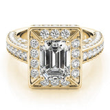 Diamond Encrusted Emerald Halo Engagement Ring - Diamonds By Rothschild
