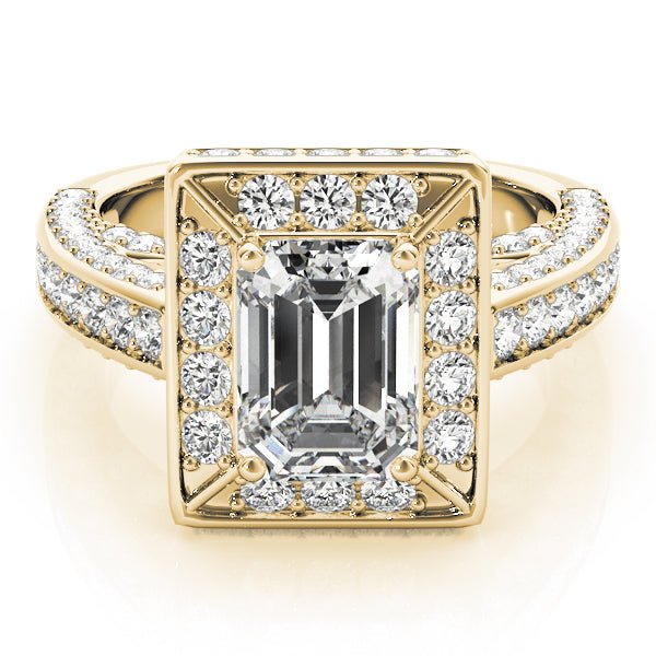 Diamond Encrusted Emerald Halo Engagement Ring - Diamonds By Rothschild