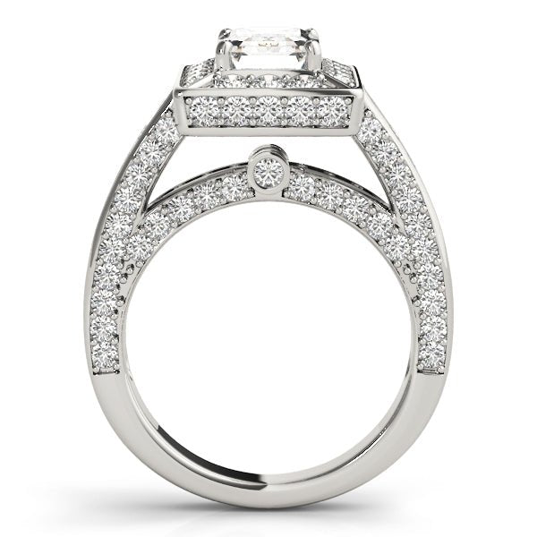 Diamond Encrusted Emerald Halo Engagement Ring - Diamonds By Rothschild