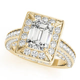 Diamond Encrusted Emerald Halo Engagement Ring - Diamonds By Rothschild