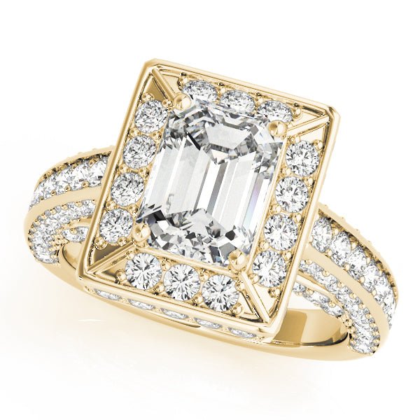 Diamond Encrusted Emerald Halo Engagement Ring - Diamonds By Rothschild