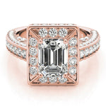 Diamond Encrusted Emerald Halo Engagement Ring - Diamonds By Rothschild