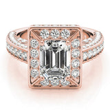 Diamond Encrusted Emerald Halo Engagement Ring - Diamonds By Rothschild
