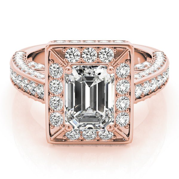 Diamond Encrusted Emerald Halo Engagement Ring - Diamonds By Rothschild