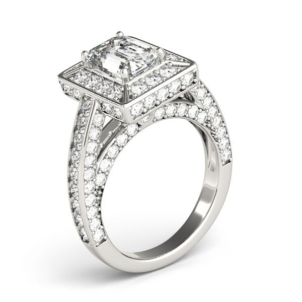 Diamond Encrusted Emerald Halo Engagement Ring - Diamonds By Rothschild