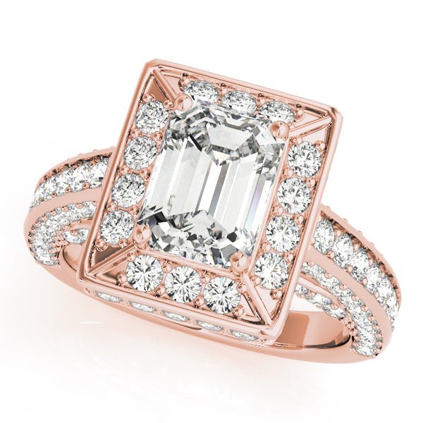 Diamond Encrusted Emerald Halo Engagement Ring - Diamonds By Rothschild
