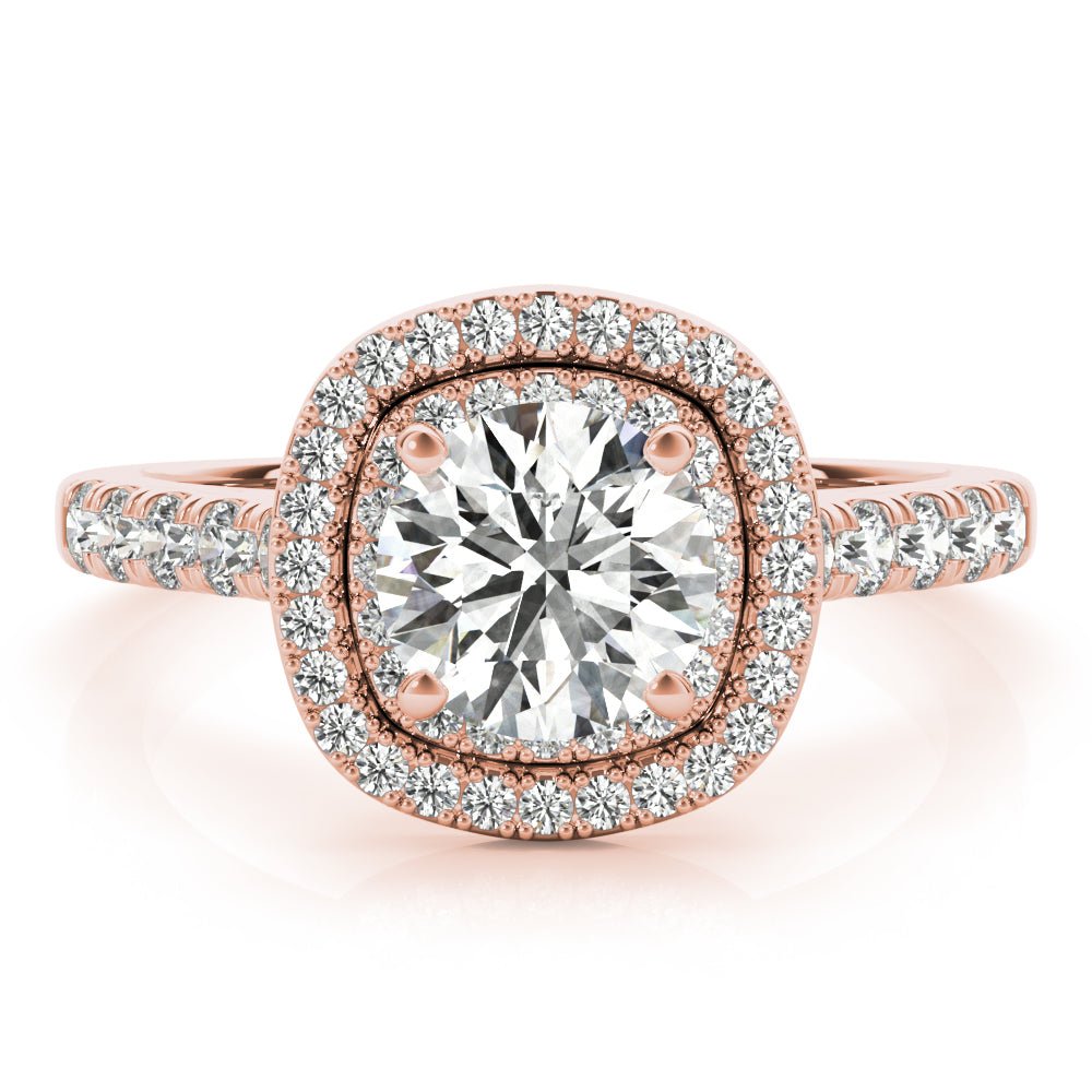 Double Halo Round Pavé Engagement Ring - Diamonds By Rothschild