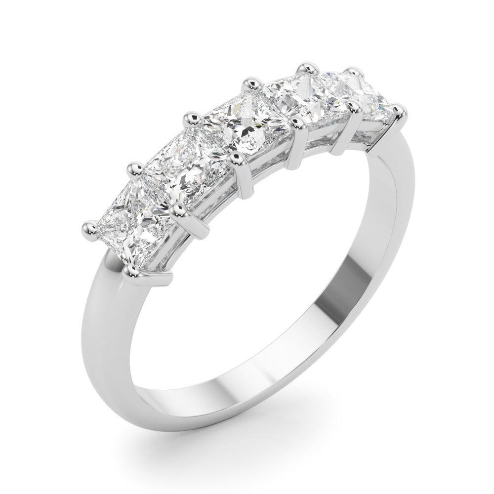 Elegant, Fine 5 Stone Princess Cut Diamond Pavé Wedding Band - Diamonds By Rothschild