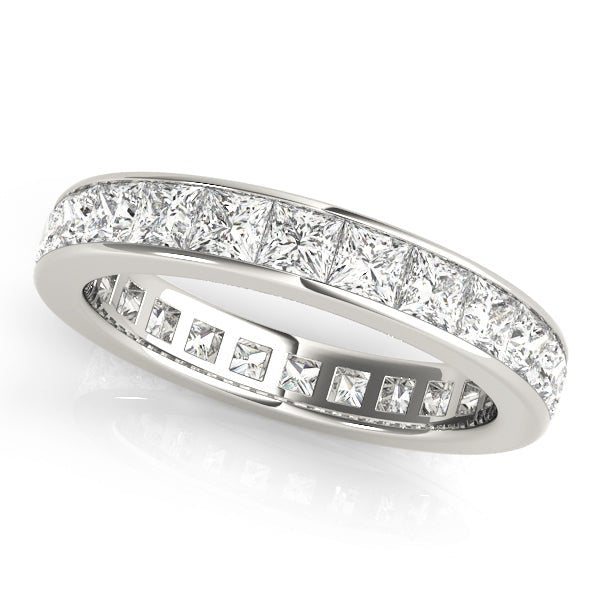 Elegant & Fine Square Cut Diamond Channel Pavé Eternity Wedding Ring - Diamonds By Rothschild