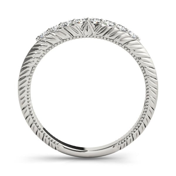 Elegant & Textured Diamond Pavé Wedding Curved Band - Diamonds By Rothschild